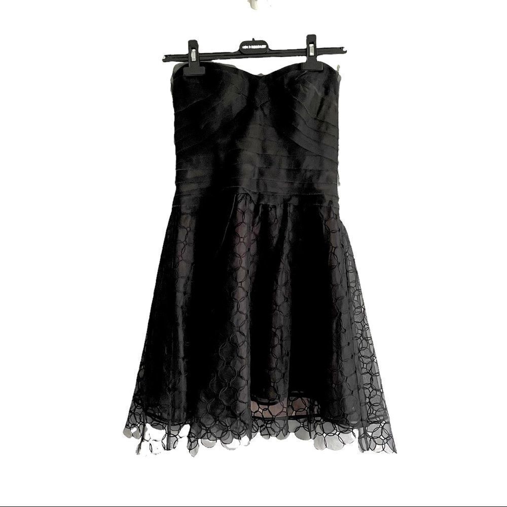 BCBGMAXAZRIA Black Strapless Sleeveless Lace Mini Cocktail Dress 6